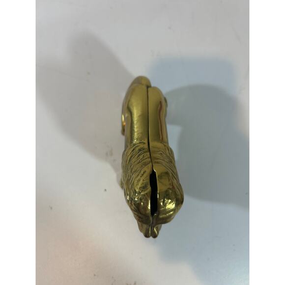 Antique Vintage Brass Tone Cast Iron Lion Coin Bank 4" x 5" - Picture 3 of 4